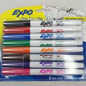 EXPO Low Odor Dry Erase Markers, Ultra-Fine Tip, Assorted Colors, 8 Count new